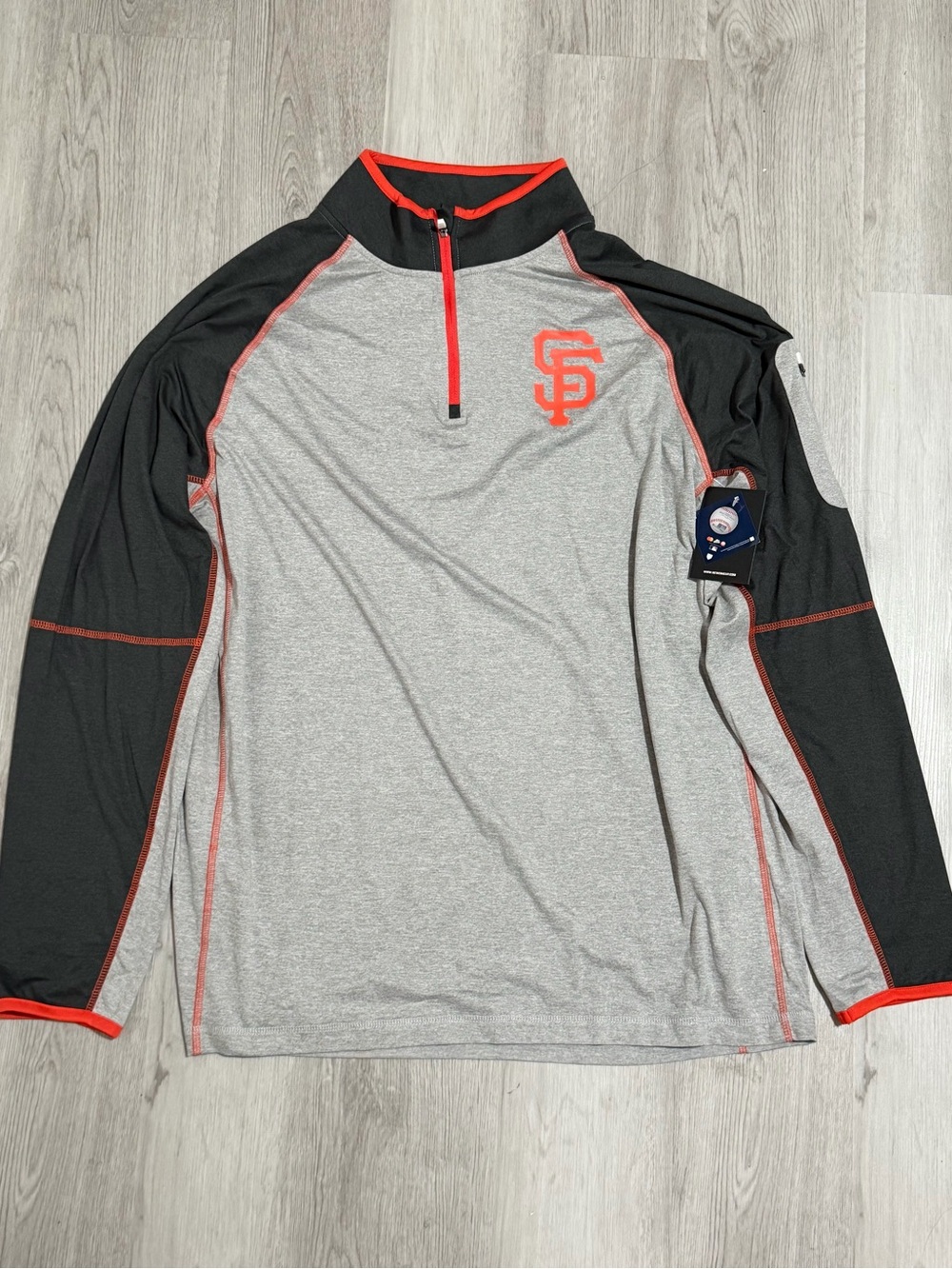 MLB San Francisco Giants Gray & Black 1/4 Zip Pullover with Orange Trim